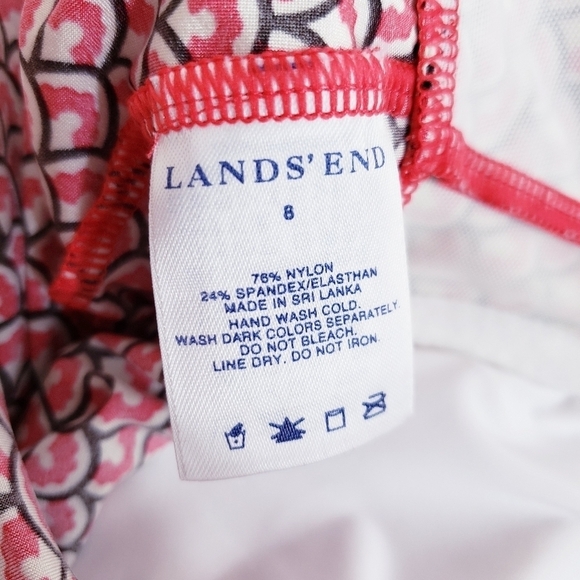 Land's End Geometric Tankini Swimsuit Top Swimwear Red White - Picture 11 of 11